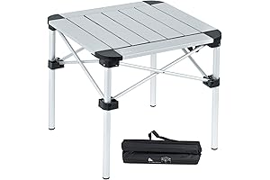 iClimb Lightweight Stable Alu. Folding Square Table Roll Up Top (Silver, S)