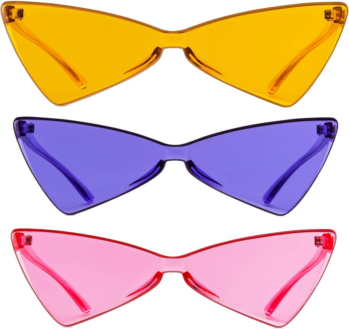 Colorful One Piece Rimless Transparent Cat Eye Sunglasses for Women Tinted Candy Colored Glasses …