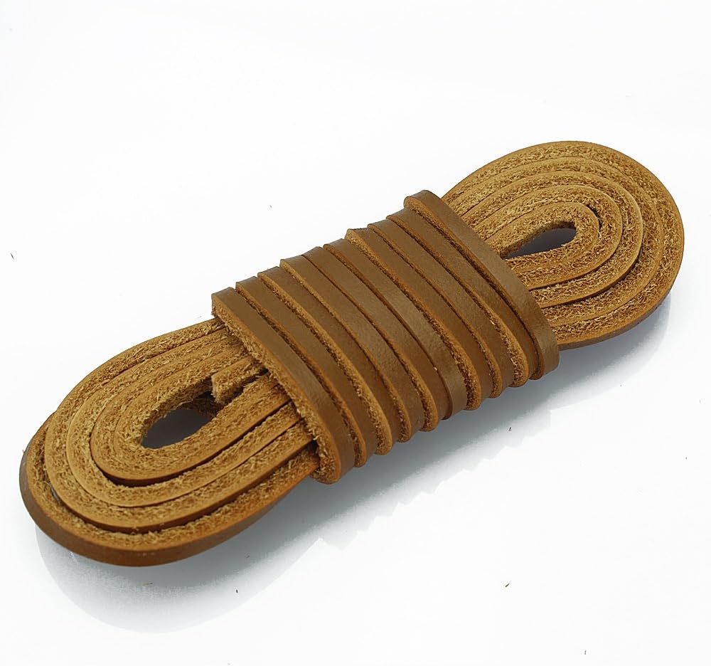LolliBeads (TM) 3mm Flat Genuine Leather Shoe Lace Boot Lacing Strip