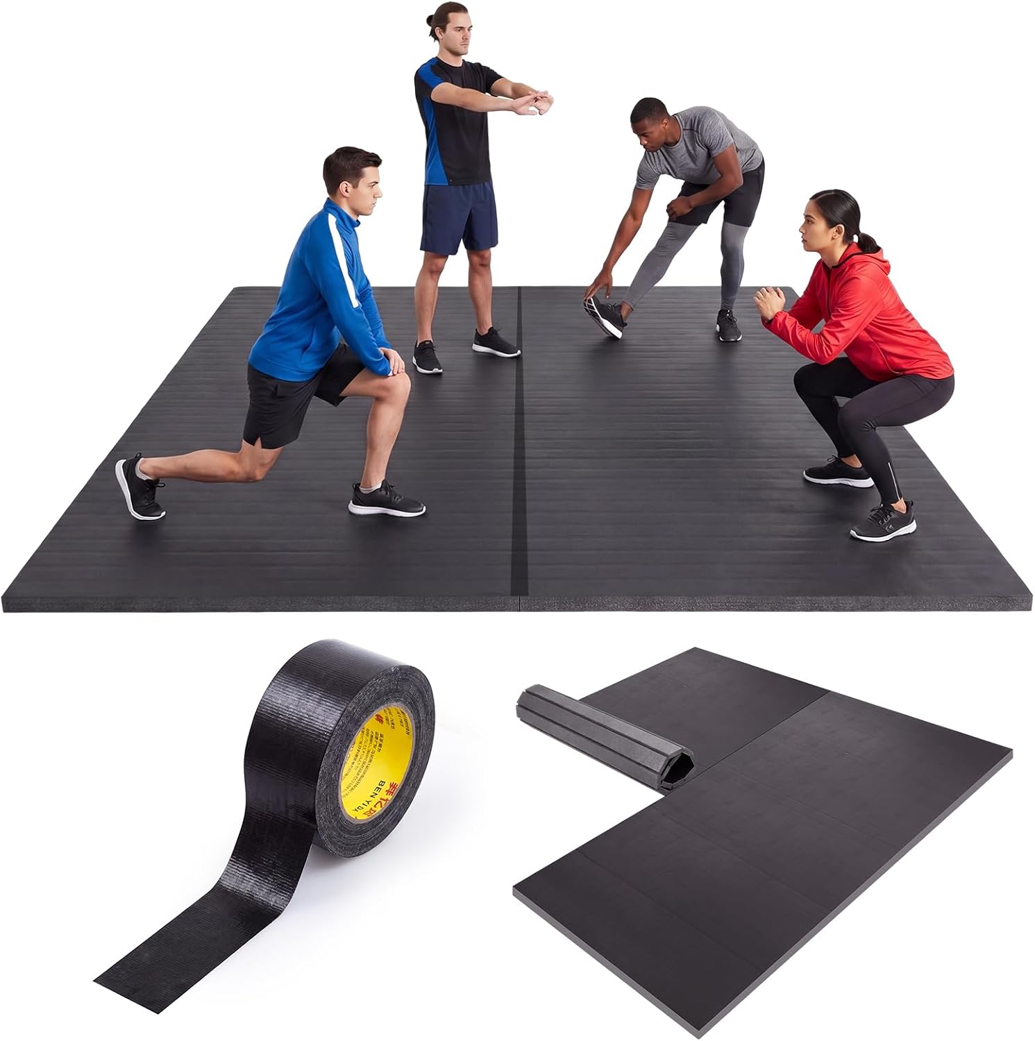 BreezeHug 10'x10'/ 10'x5' Jiu Jitsu Mat, 1.25" Extra Thick High Density Martial Arts Training Mat, Non-slip Tatami Surface for BJJ, Wrestling, Judo & Home Dojo