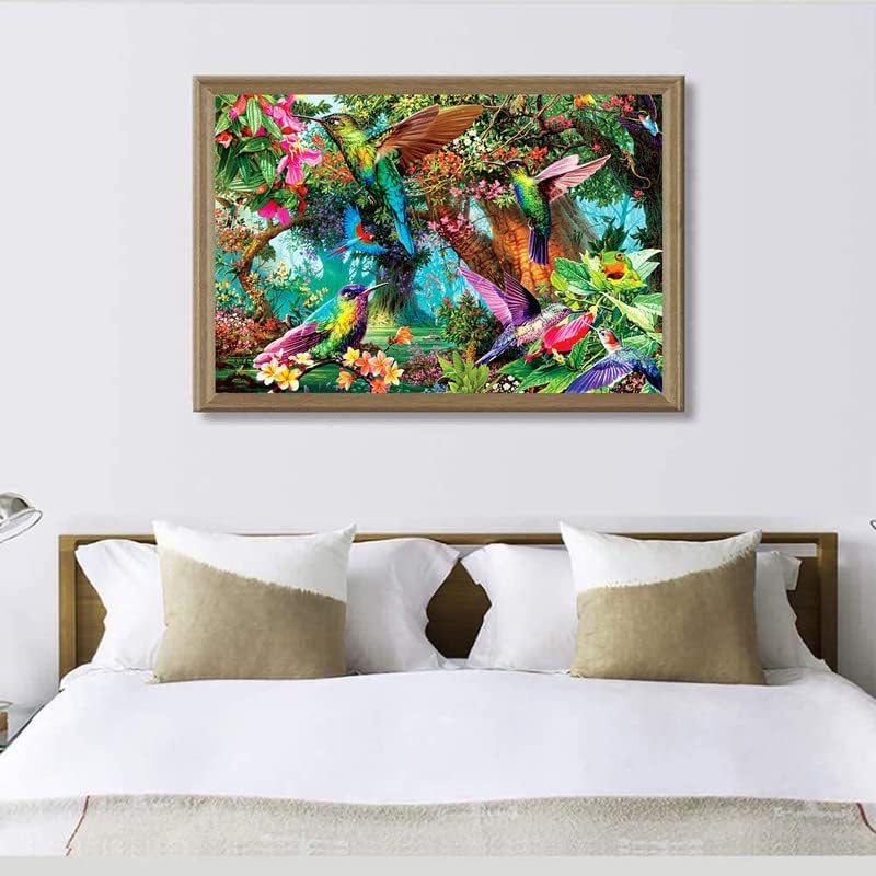 Miniatura 4 de Rompecabezas de madera de 1000 piezas para adultos y niños, rompecabezas de colibrí y flores, juguetes educativos de descompresión intelectual para