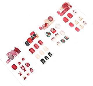 NOLITOY 96Pcs Adesivos De Unhas De Natal Unhas Falsas Quadradas Francesas Unhas Falsas Dicas De Unhas Falsas Unhas Postiças Unhas Artificiais Manicure Unhas Falsas Cobertura Completa