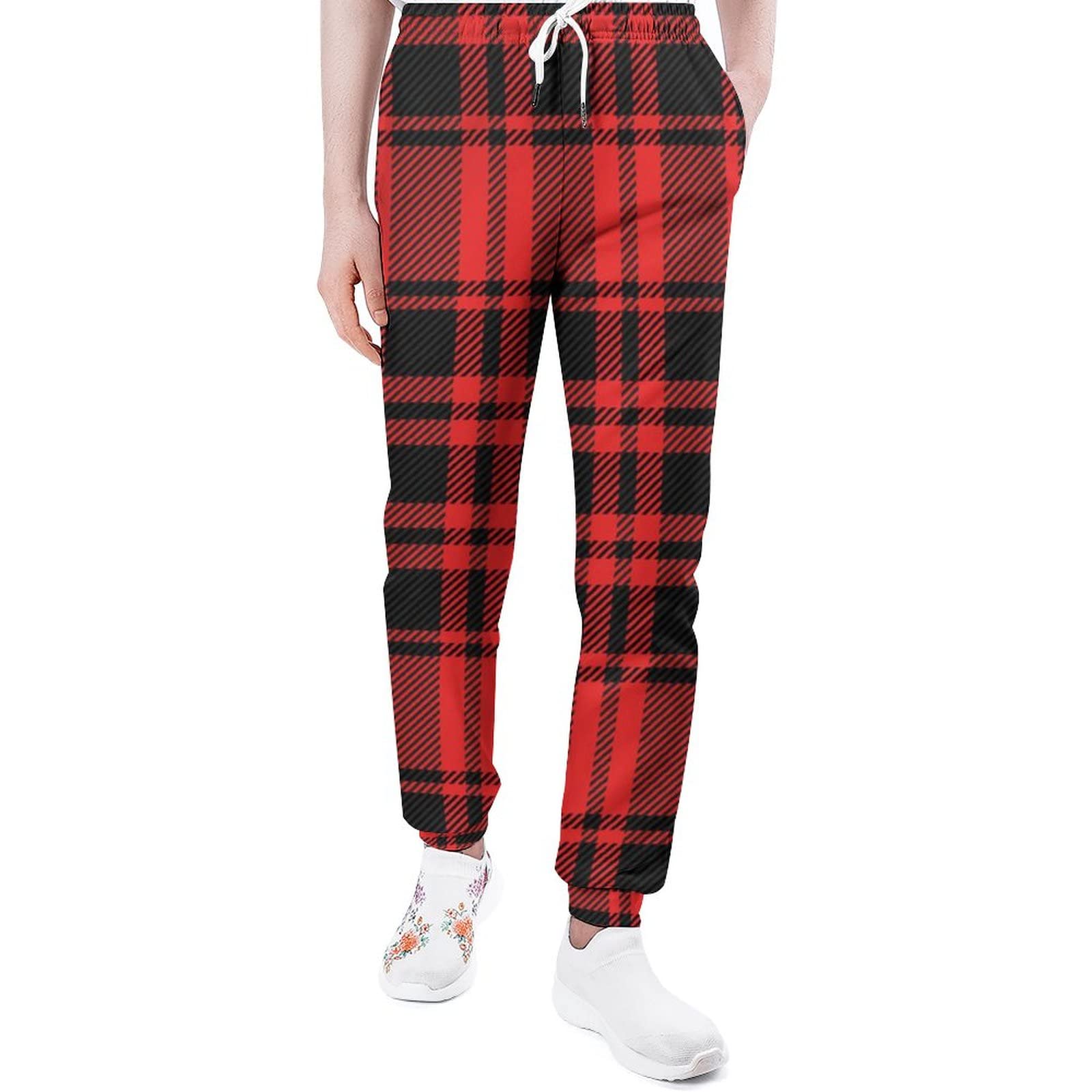 Buffalo Red Black Plaid Fashion Sweatpants for Men Women Joggers Lounge  Athletic Pants Workout Running Pockets