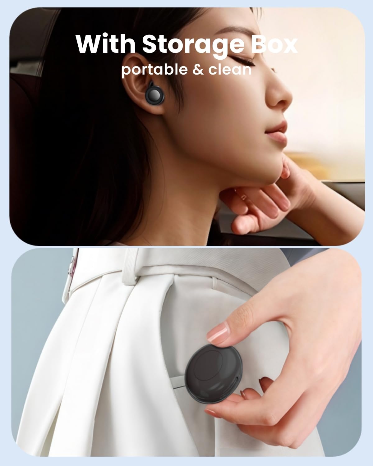 Tappi per le orecchie per dormire con cancellazione del rumore 48 dB, tappi per le orecchie riutilizzabili impermeabili in silicone con tecnologia AIRFeeling, include 8 tappi per le orecchie