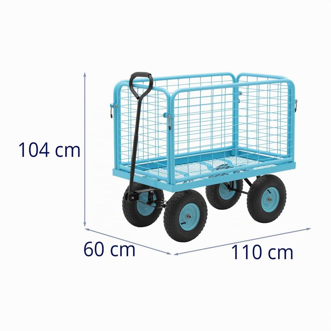 hillvert HT-TWIN-400 Carrello da trasporto, Portata massima 400 kg Griglia laterale rimovibile Dimensioni 110 x 60 x 104 Con ruote Carrello da giardino Carretto giardino Carrello trasporto con ruote