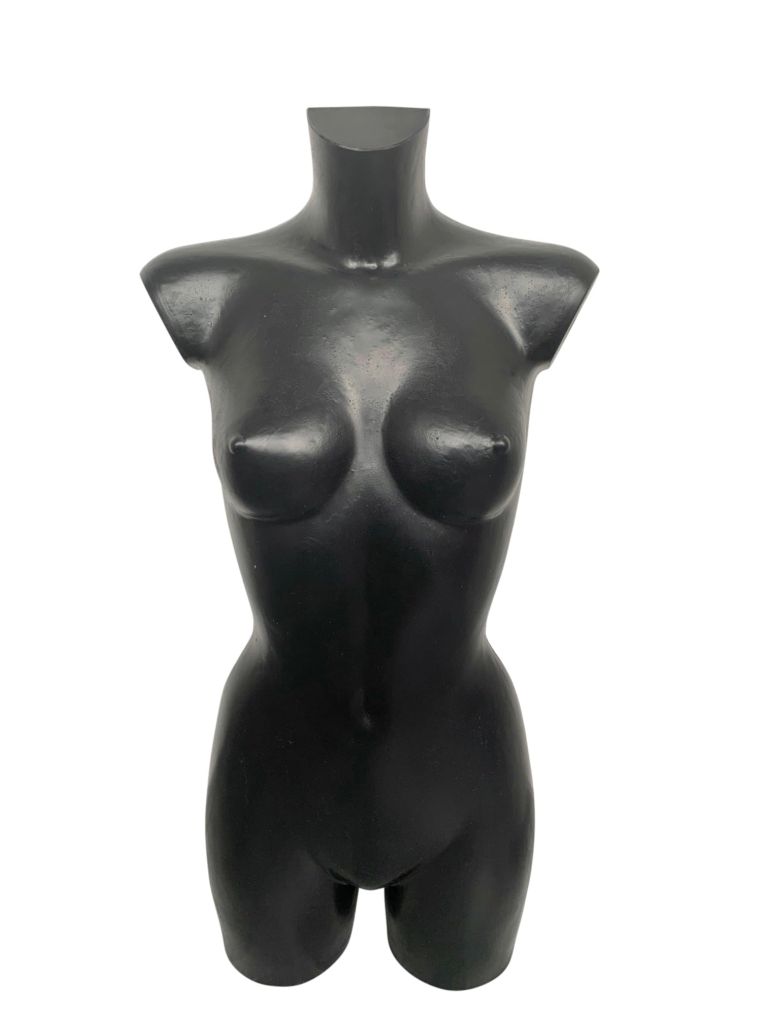 Basic Damentorso 34/36 lang, vollgeformt & bruchsicher, Modepuppe Mannequin Schaufensterfigur aus PE-Kunststoff, selbststehend, ideal für Kleiderpräsentation & Dekoration, Schwarz