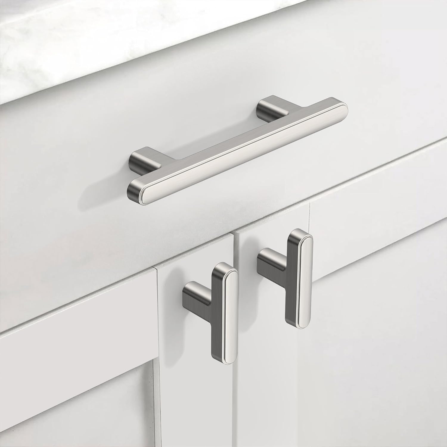 10 Pack 3"(76mm) Brushed Satin Nickel Cabinet Pulls Kitchen Cabinet Handles Drawer Pulls Cupboard Hardware for Cabinets