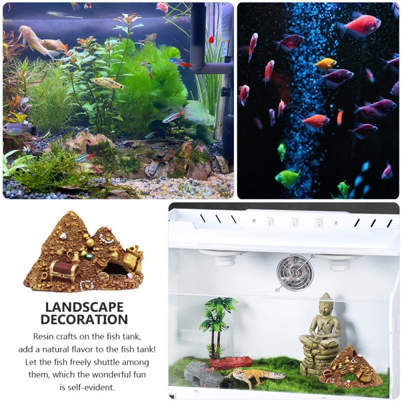 balacoo Aquarium Decoration, Resin Fish Tank Treasure Mountain Hideouts, Treasure Shelter Cave for Shrimp Hide, Freshwater Saltwater Underwater Landscape Decor