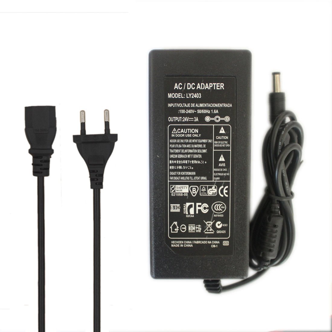 JOYLIT 24V 3A Adaptador de Corriente AC100-240V a DC24V 72W Fuente de Alimentaci