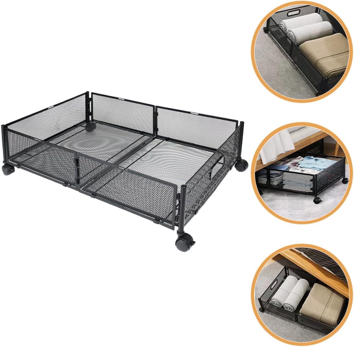 Space-saving Foldable Under Bed Storage Wheels Large Capacity Organizer for Bedroom and Sofa Multi-purpose Rolling Storage Bin for Clothes and Bedding
