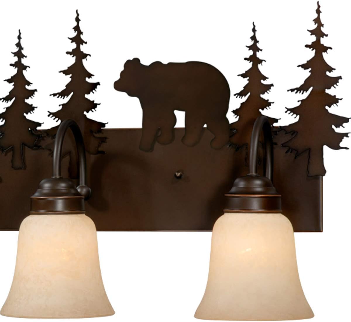 3 Light 25 Inch Rustic Burnished Bronze Bathroom Vanity Wall Light Fixture, Bear Bath Lamp, Moose Deer Lighting