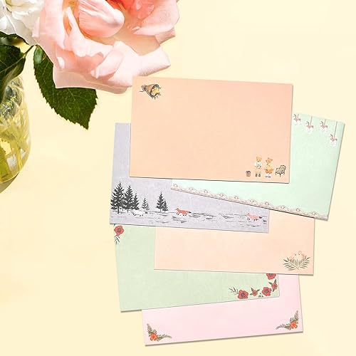 Miniatura 6 de El juego de 55 sobres de papel de papelería incluye 36 papeles de papelería de escritura rayados y 18 sobres con 48 calcomanías redondas de colores,