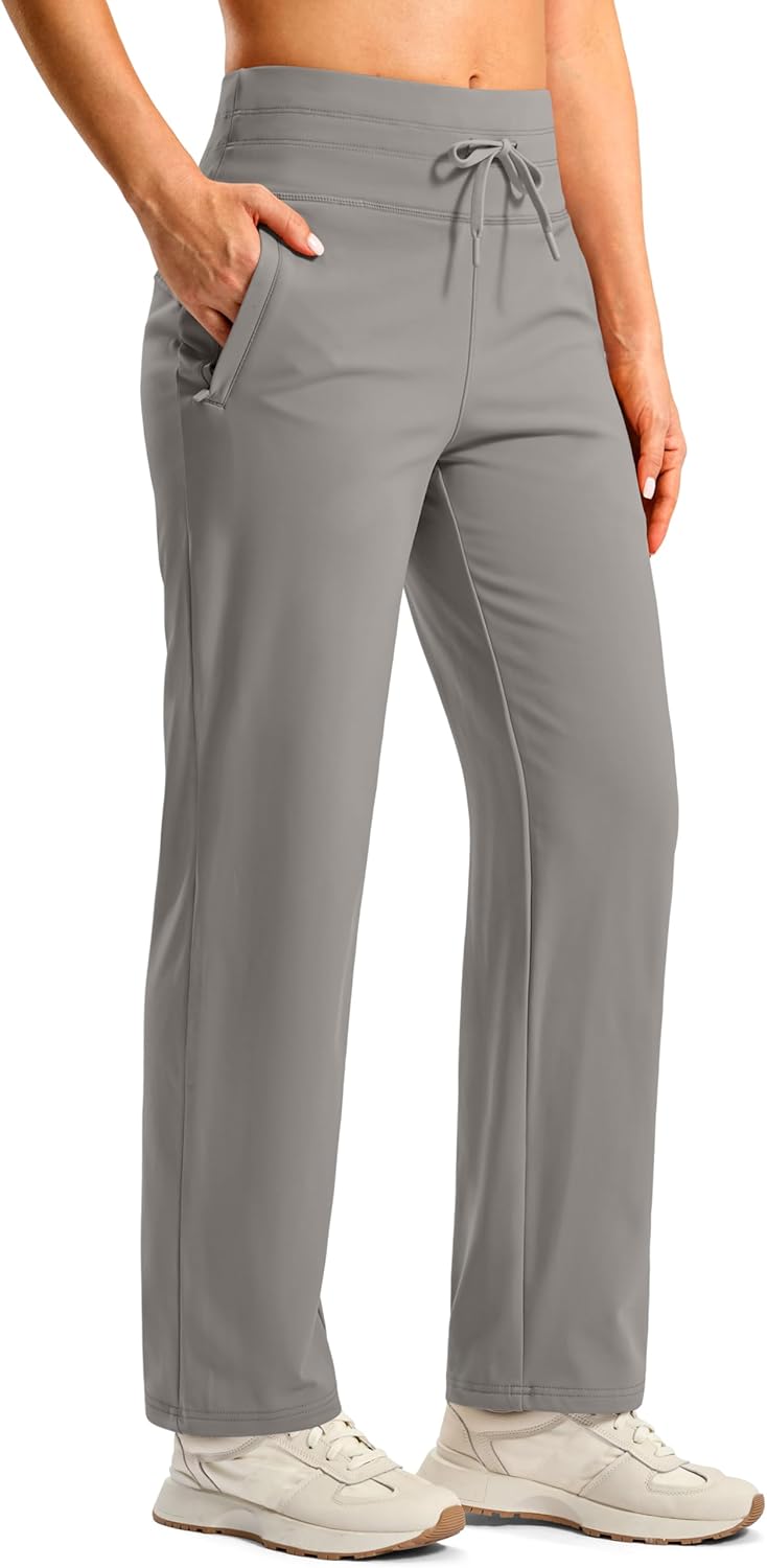 SANTINY Women's Fleece Lined Pants 29" Winter Warm Sweatpants Water Resistant Snow Ski Hiking Pants with Zipper Pockets