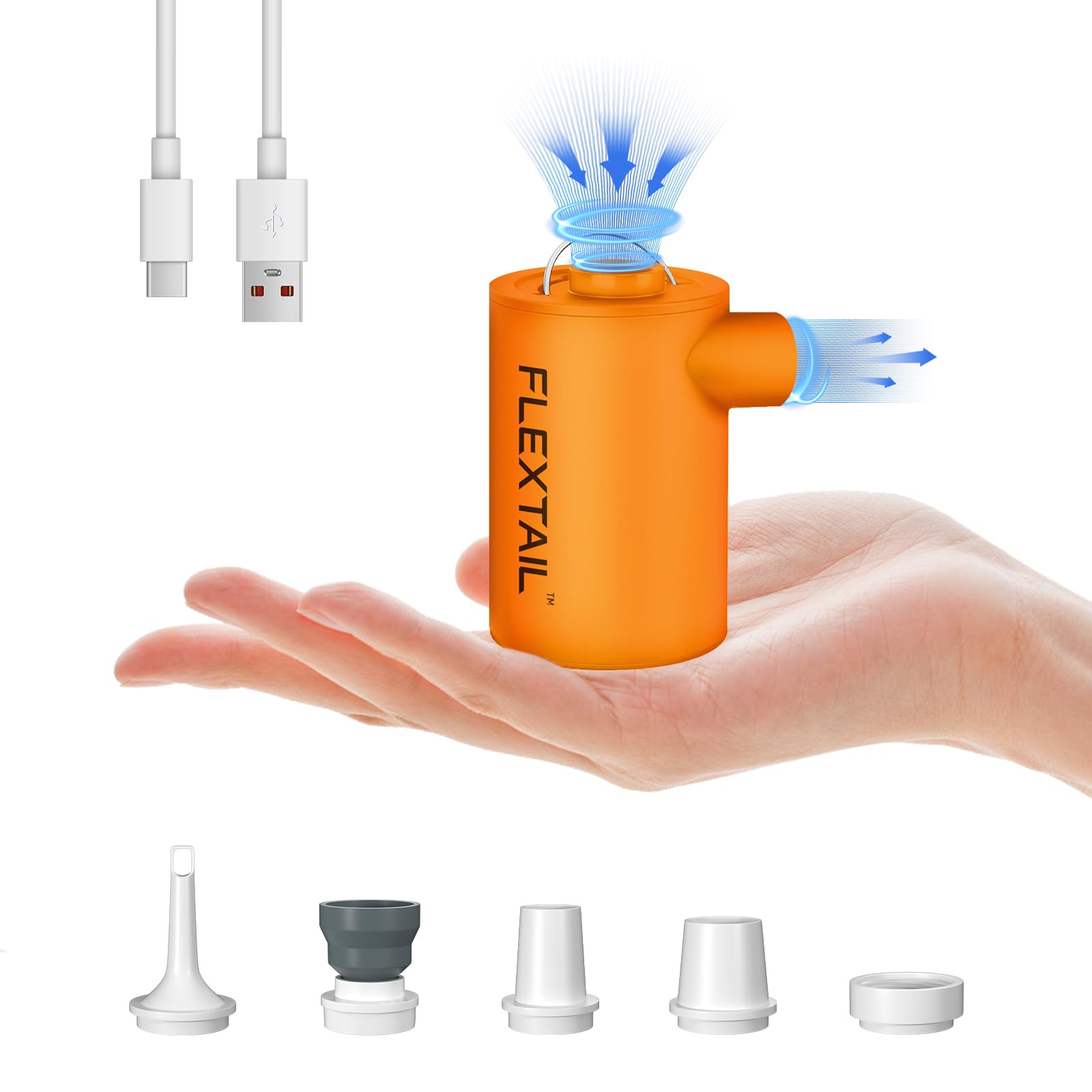 FLEXTAIL MAX Pump 2024, przenośna elektryczna pompka powietrza, kempingowa pompa powietrza, pompka próżniowa, ultralekka i kieszonkowa, akumulator 1600 mAh do materacy dmuchanych, pływaków basenowych