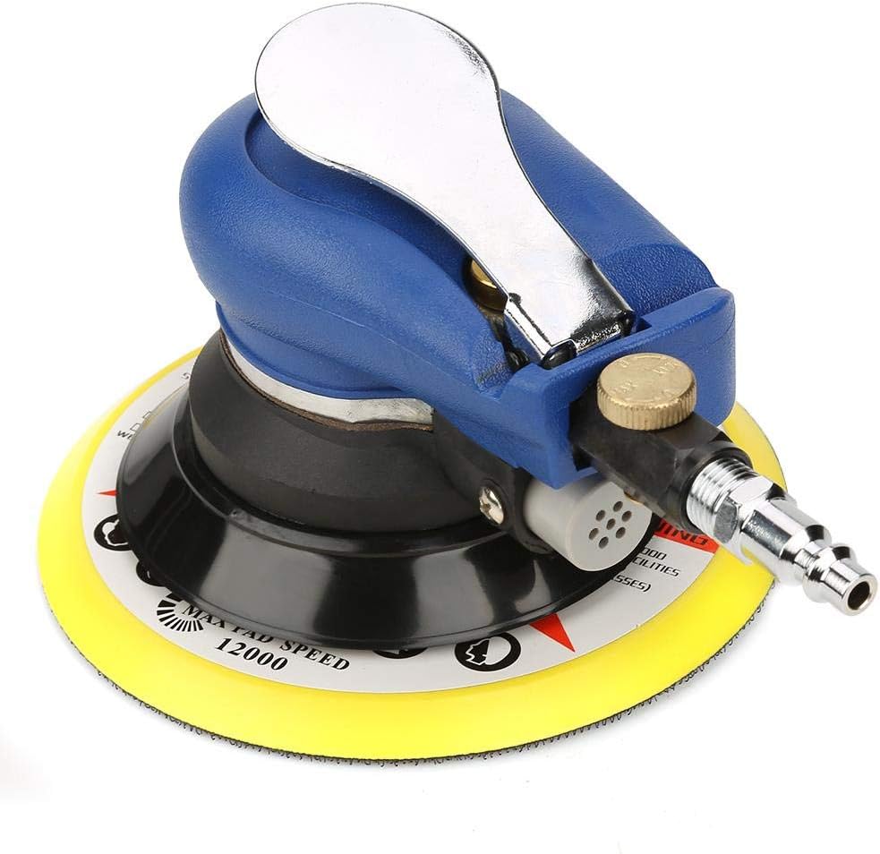 Air Random Orbital Sander AT-980 5"/6" Heavy Duty Round Pneumatic Orbit Polisher Palm Sander Hand Sanding Tool 10000rpm (5 Inch)