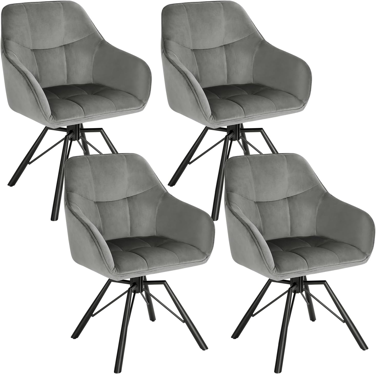 Samt-Esszimmerstühle – 2/4/6 Stück, Rosé, Metallbeine, Bis 120 Kg