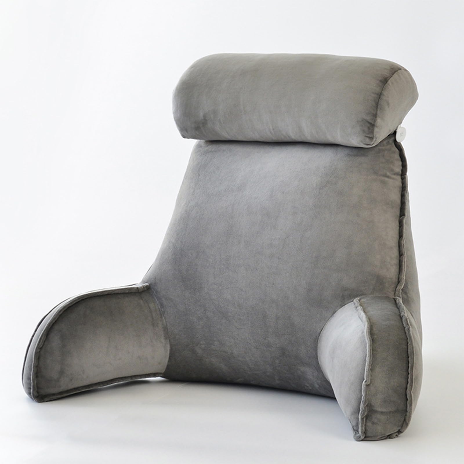 Rmeet Almohada de Lectura,Cojín de Lectura,Cojín Apoyo de Espalda,Almohada de Lectura con Brazo,Ideal para Trabajar,Leer o Jugar en la Cama/Sofá/Suelo, Gris, 75x45x55cm