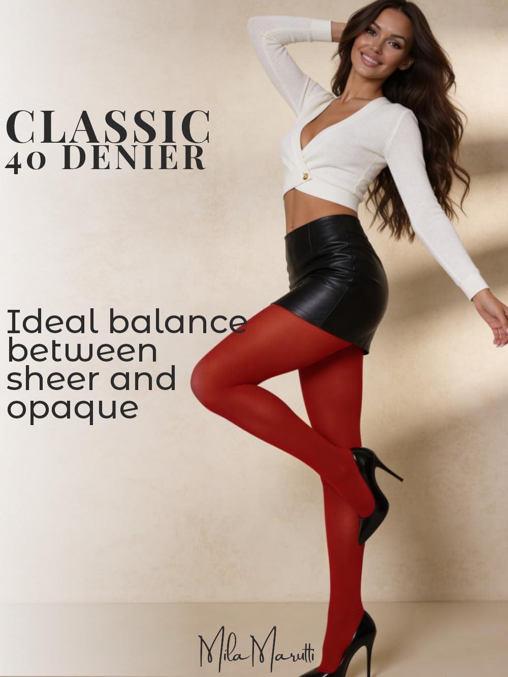 Mila Marutti Women's Tights Semi Opaque Stockings for Women | Semi Sheer Pantyhose Nylons | Made in EU