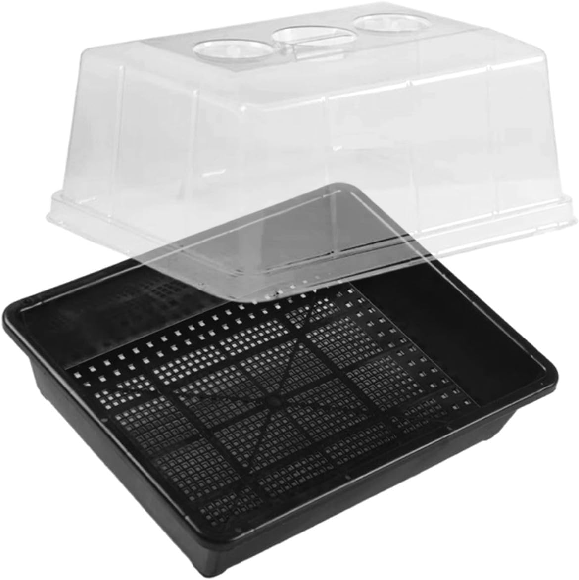 Gadpiparty Seedling Tray Germination Tray High Dome Cover Thick Plastic Succulent Cuttings Carnivorous Plants Raised Base Indoor Gardening