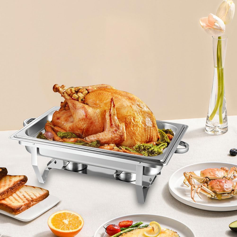 AIZYR Chafing Dishes for Buffet, Chafing Dish Buffet Warmers Sets Food Warmers with Fuel Holders for Parties, Wedding, Banquets,Single Grid