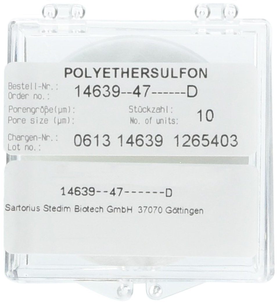 Sartorius 14639-47D 10K MWCO Polyethersulfone Membrane, 47 mm Diameter (Pack of 10)