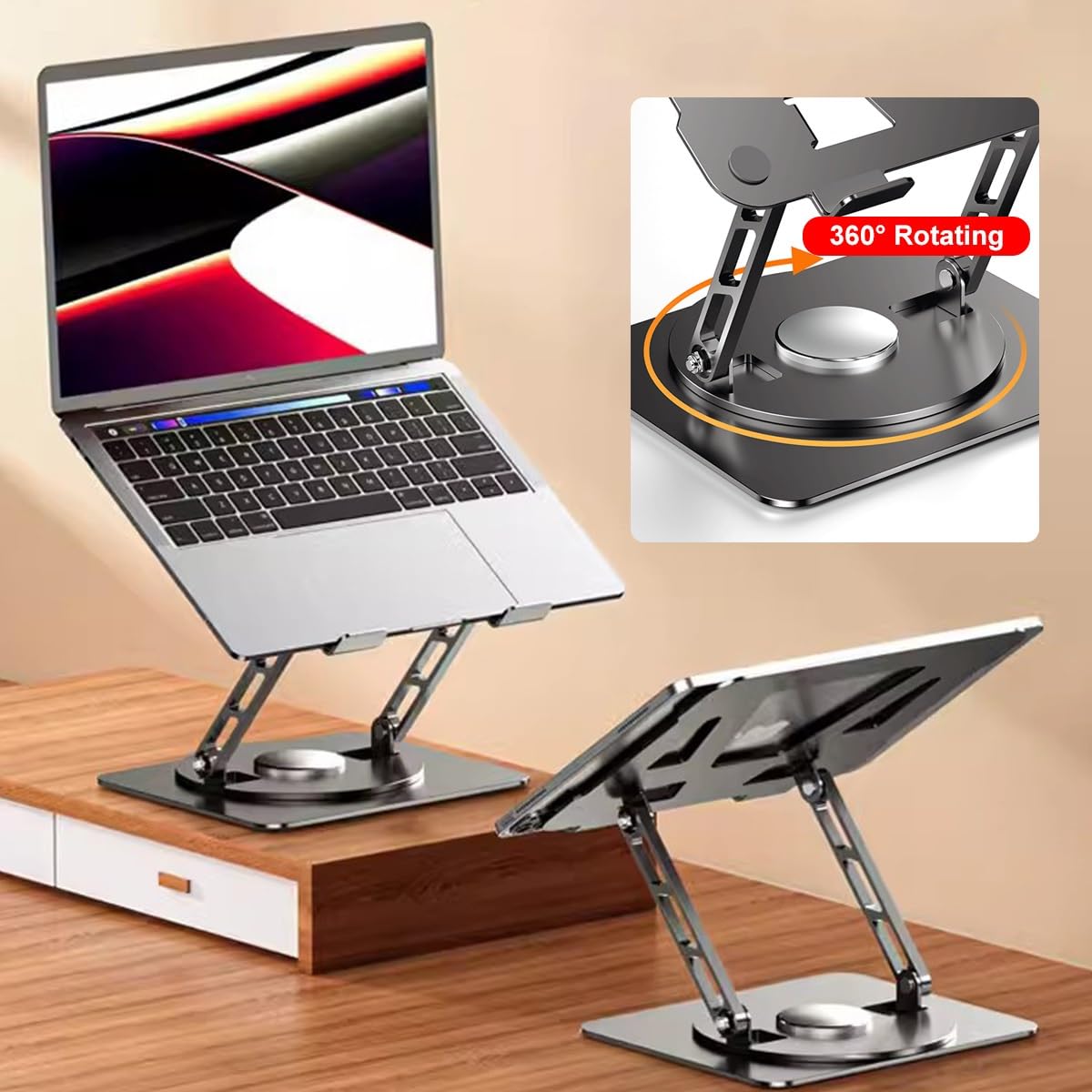 Supporto ergonomico per laptop, supporto pieghevole regolabile per notebook, forte supporto compatibile con dispositivi da 10-17 pollici, sfiato di calore per un migliore flusso d'aria