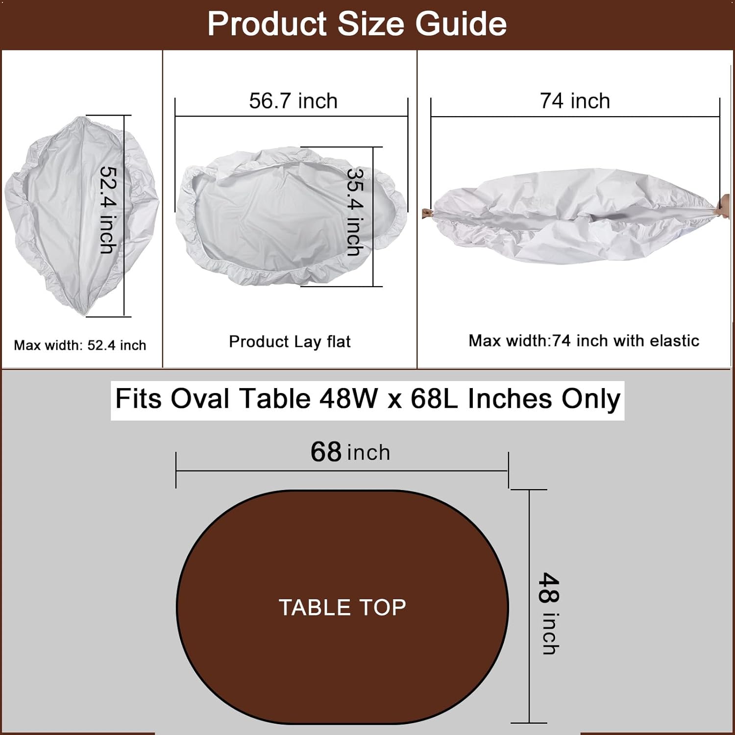 Condition photo showing Good Condition for liberecoo oval fitted vinyl tablecloth - cream wood - 68" x 48" (oval) - waterproof, elastic edged for secure fit, easy to clean plastic table cover cream wood 68" x 48" (oval)