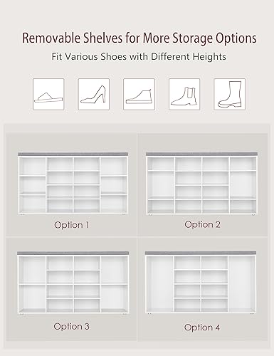 Miniatura 107 de DINZI LVJ Banco organizador de zapatos con cojín, zapatero de 9 cubos y estantes ajustables, multifuncional, para salas de estar, dormitorio, Gris