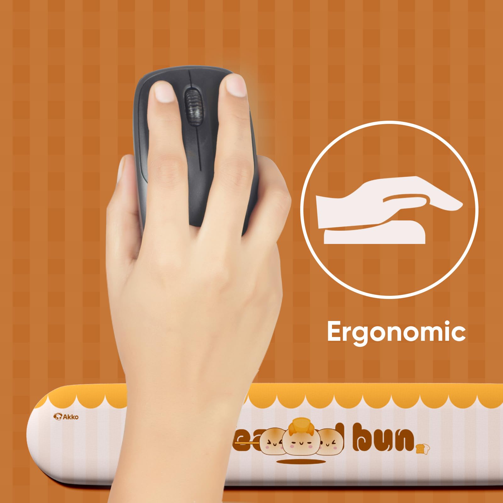 MONSGEEK Steamed Bun Keyboard Wrist Rest PU Foam Ergonomic Wrist Support with Non-Slip Bottom for PC/Laptop/Gaming, 108 Size