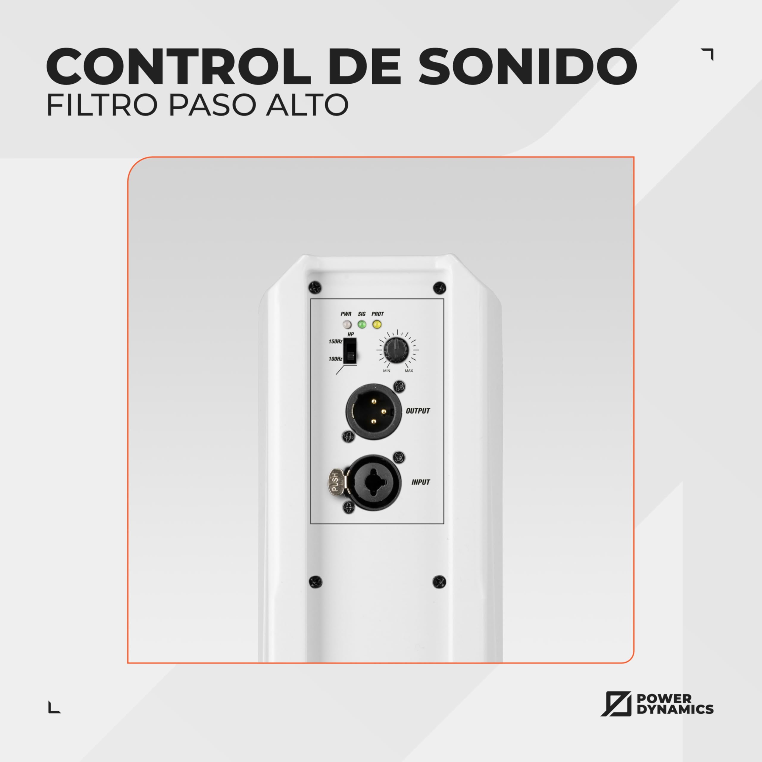 Power Dynamics PDCS403A - Altavoz de Columna Activo 260W / 130W RMS, 4 x 3 + 1" neodimio, Amplificador Integrado Clase D, Montaje en Pared o trípode, Entrada/Salida XLR, Color Blanco