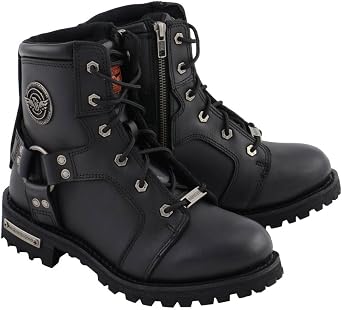 Milwaukee LeatherWomens Lace to Toe Harness Boot With Side Zipper Entry