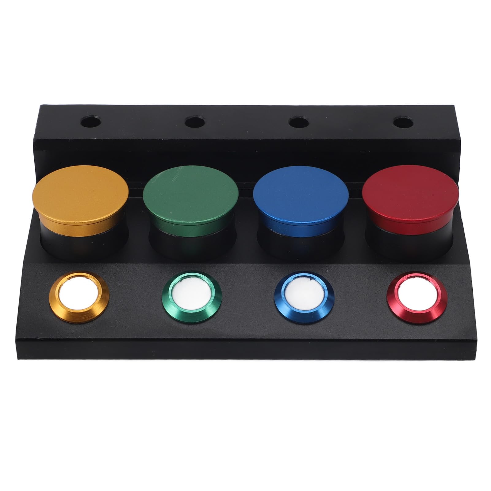 Olejarka do zegarków, profesjonalne 4-naczyniowe metalowe narzędzie do zanurzania oleju z osłonami do naprawy zegarmistrza, uchwyt na tłuszcz i lubrykant dla precyzyjnego timera