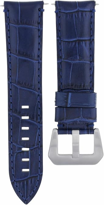 Ewatchparts 22mm Genuine Leather Watch Band Strap Compatible With Montblanc 4810 Timewalker Watch Blue