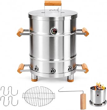 Charcoal Smoker Grill Combo, Medium, 22 lb Meat Capacity