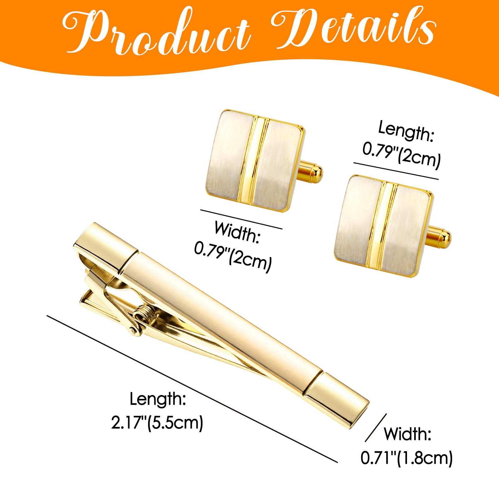 Avaner Ensemble de Boutons Manchette et Pince Cravate Homme: Boutons Manchette et Pinces Cravate Carré avec Coffret Cadeau pour Mariage, Cérémonie- Cadeau Anniversaire Fête des Pères