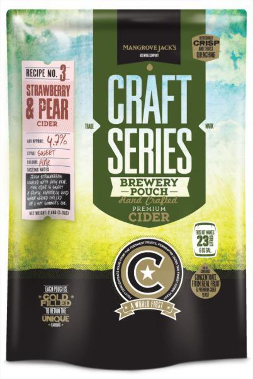Mangrove Jack's Strawberry & Pear Cider Craft Kit 40 pint / 23L 2.4kg 4.7% ABV