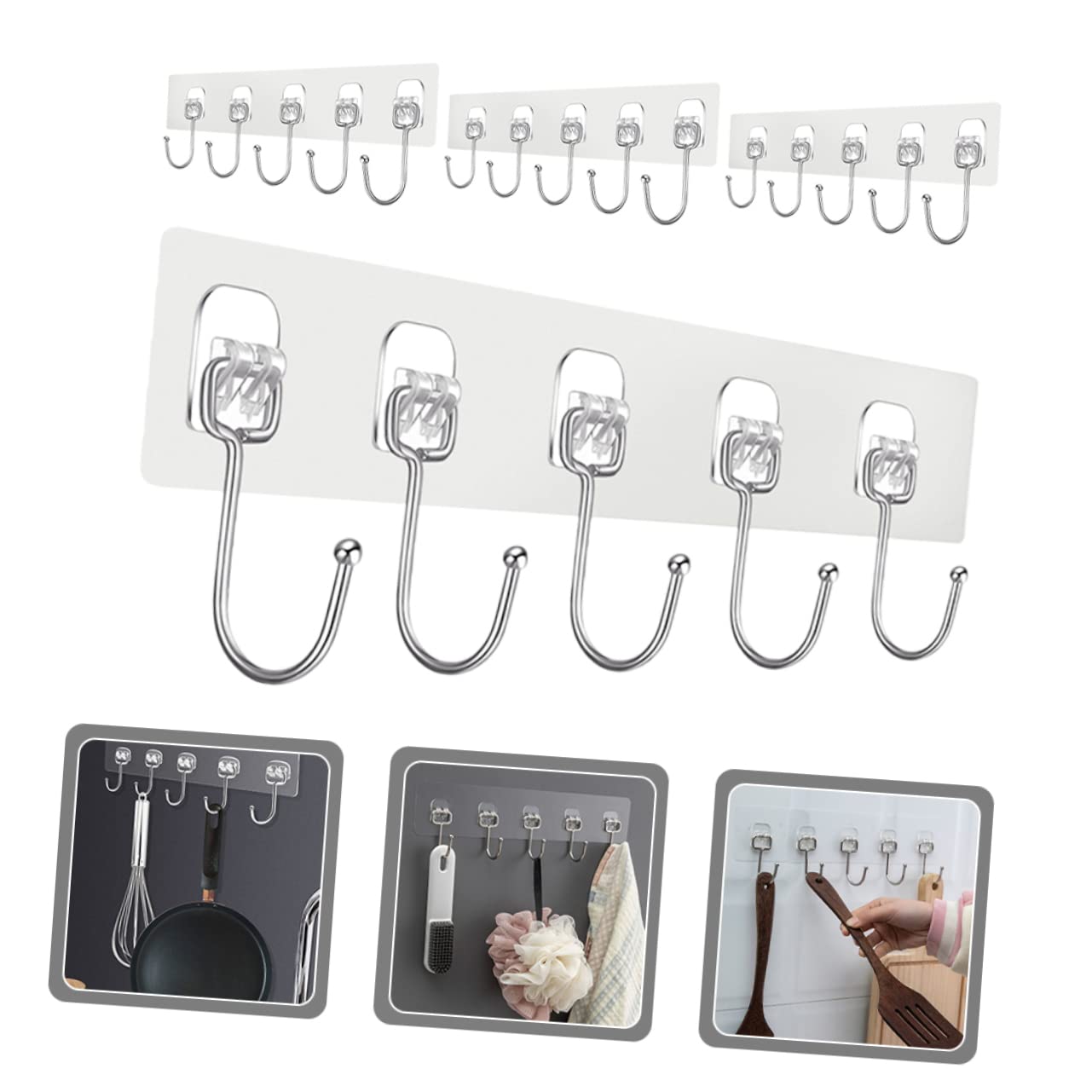 VASDEV 16 Piezas de Gancho de Pasta Fuerte Percha de Metal Perchas de Metal Sombrero de Servicio Pesado Percha de Pared Ganchos de Pared Adhesivo para Colgar en la Pared Soporte para llav