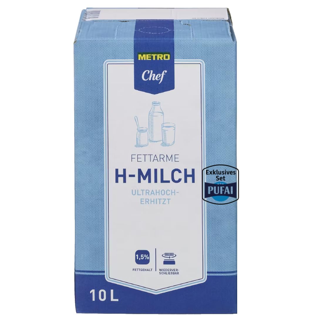 H-Milch 1,5% Fett – Haltbare fettarme Milch – 10 l – 6er Pack