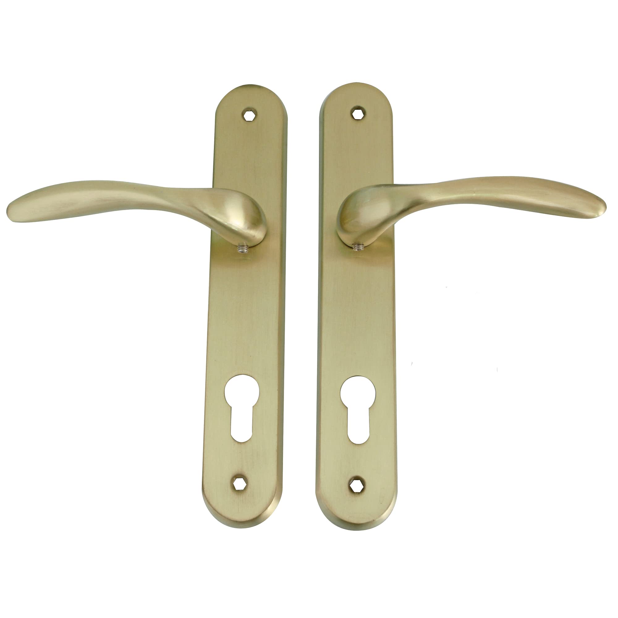 Amig - Jeu de poignées avec plaque pour porte - Entraxe 70 mm et carré 8 mm - Dimensions 238 x 40 mm - Acier finition laiton mat - Compatibilité serrure standard - Mod. 20021
