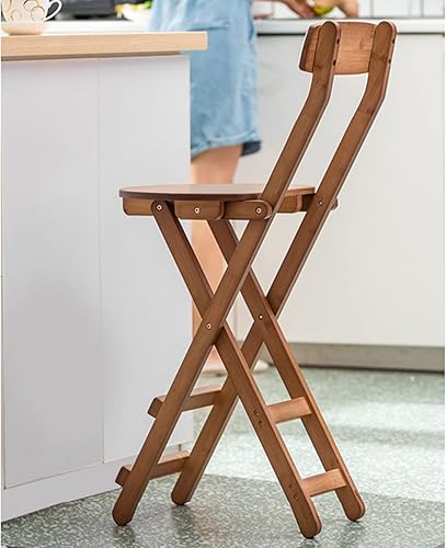 Taburetes de bar plegables, taburetes de bar de madera rústica, instalación portátil, sillas de bar con respaldo y reposapiés, silla de bar para el