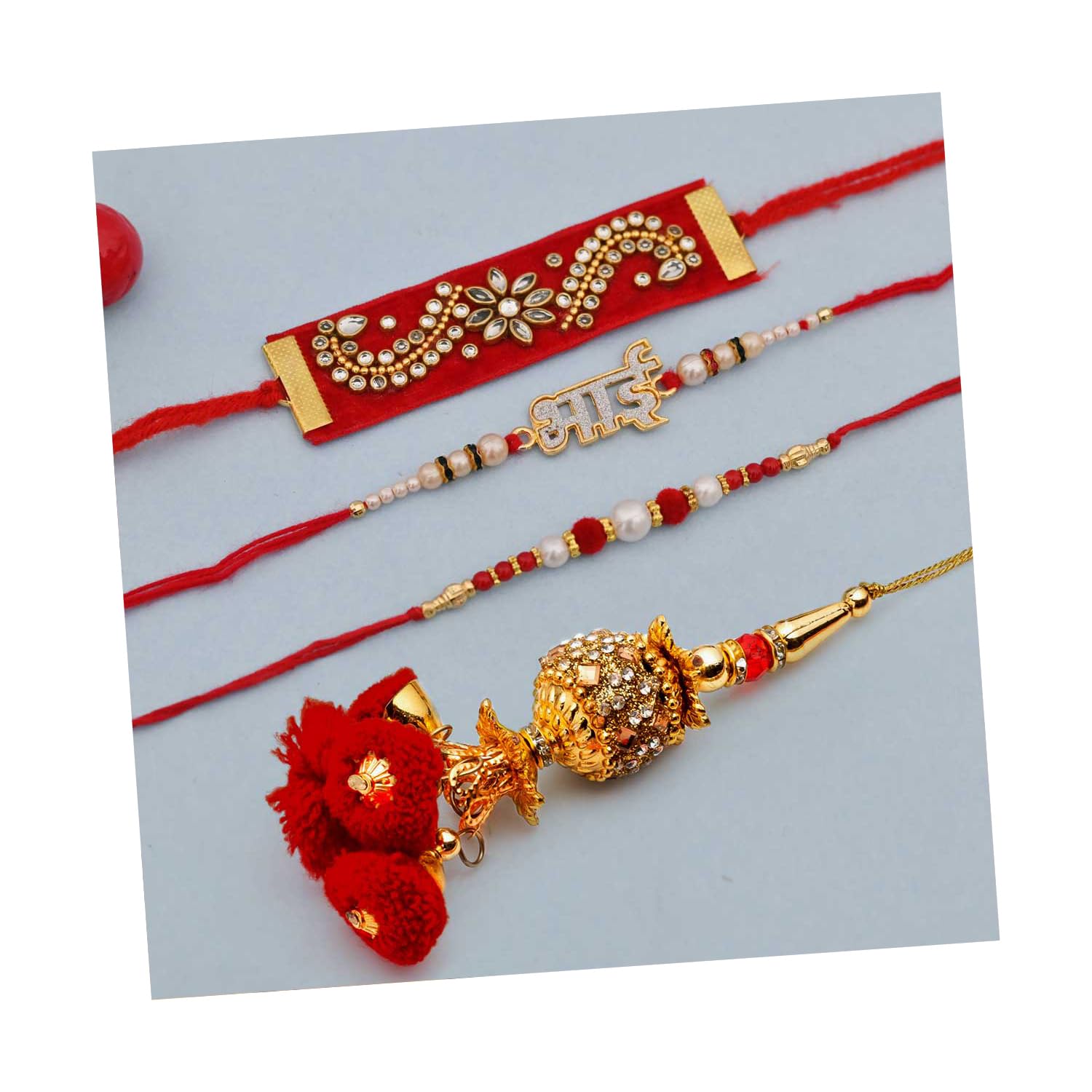 CraftVatika Combo Of 4 Kundan Rakhi For Brother, Bhaiya, kids and Bhabhi, Rakshabandhan Gift Card/Bhabhi Lumba Rakhi/Kundan Rakhi/Rakhi Gifts (RAKHI231) (B097H4J1GH) Amazon Price History, Amazon Price Tracker