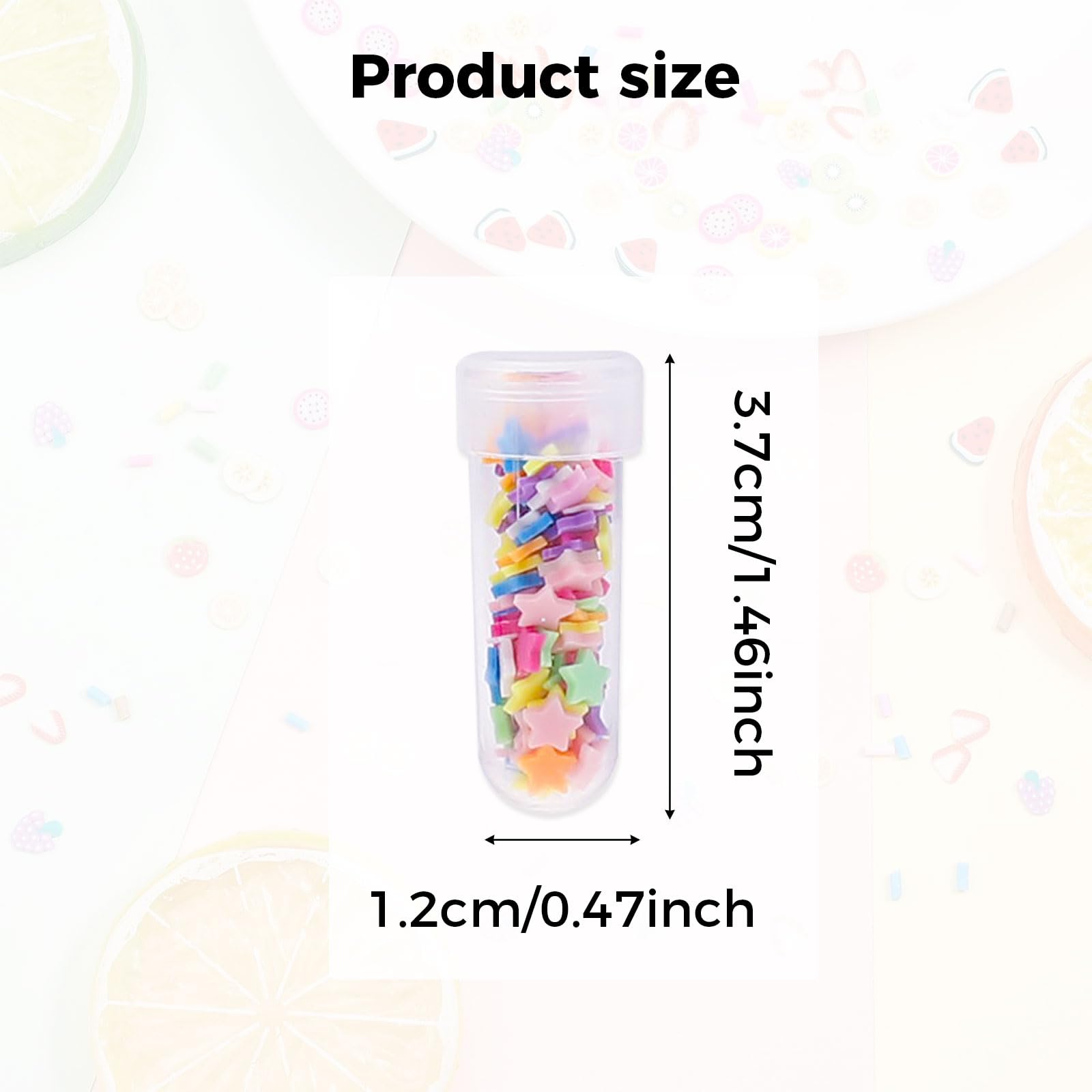 Rnigra 12 Bottles of Colored Clay Slices, Slime Charms, Slime Add Ins for Nail Art DIY Crafts, for Creative Projects Fruit - Image 2