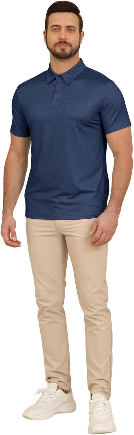 Lexiart Mens Print Golf Polo Shirts Short Sleeve Moisture Wicking Quick Dry Performance Collared T-Shirt