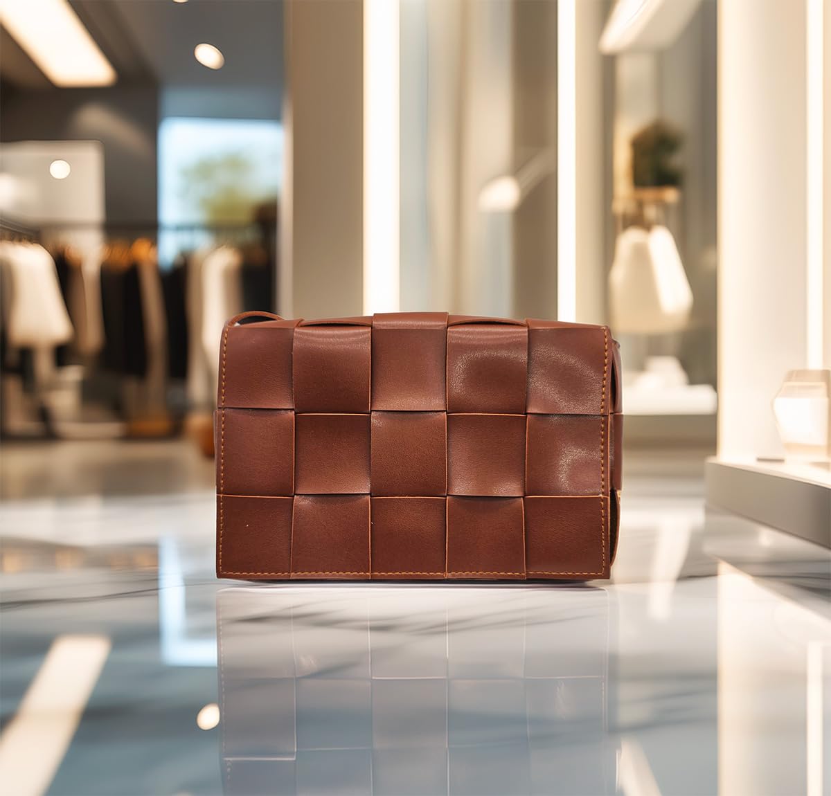 Handmade Vegan Leather Purse for Women – Compact Clutch with Secure Zipper & Magnetic Flap, Lightweight – Made in Ukraine (Brown)