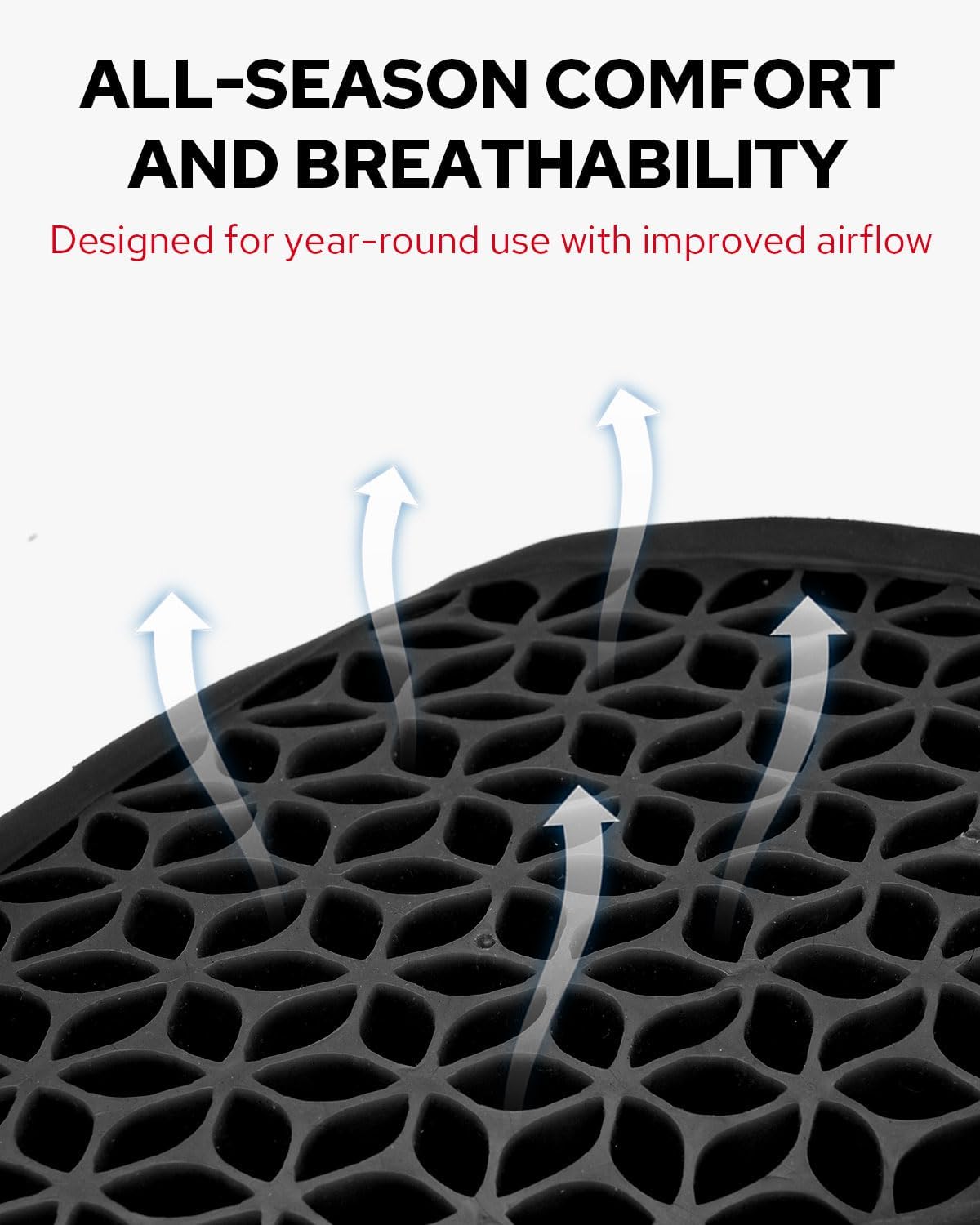 Amazicha Universal Motorcycle Seat Cushion, Motorcycle Seat Pad, Large 3D-Honeycomb Structure Shake Rider Cushion TPE Shock Absorption and Breathable for Long Rides