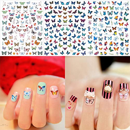 Qpout 960pcs Schmetterling Nagelaufkleber, 3D Selbstklebend Nagelabziehbilder Gemischte Schmetterlinge Maniküre… – Bild 6
