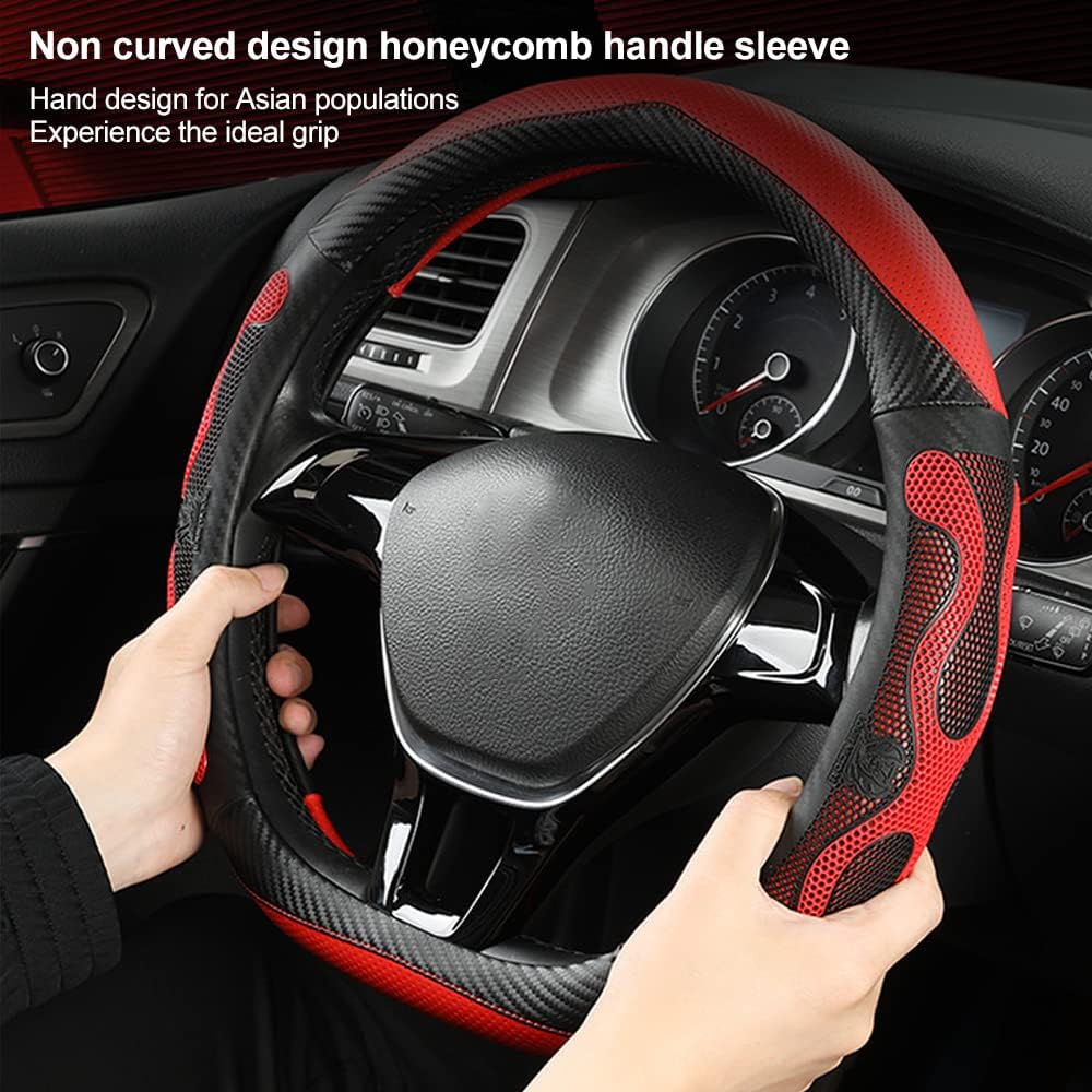 Honeycomb Upgraded Steering Wheel Cover for Four Seasons General Motors Interior Products(Orange)