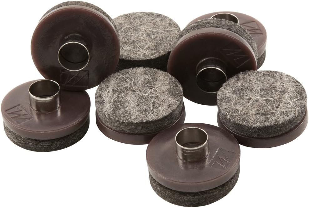 SoftTouch 8 Pack 1" Round Nail-On Felt Pads – Heavy Duty Furniture Leg Protectors for Hardwood, Tile & Laminate Floors – Prevents Scratches & Reduces Noise, Walnut Brown