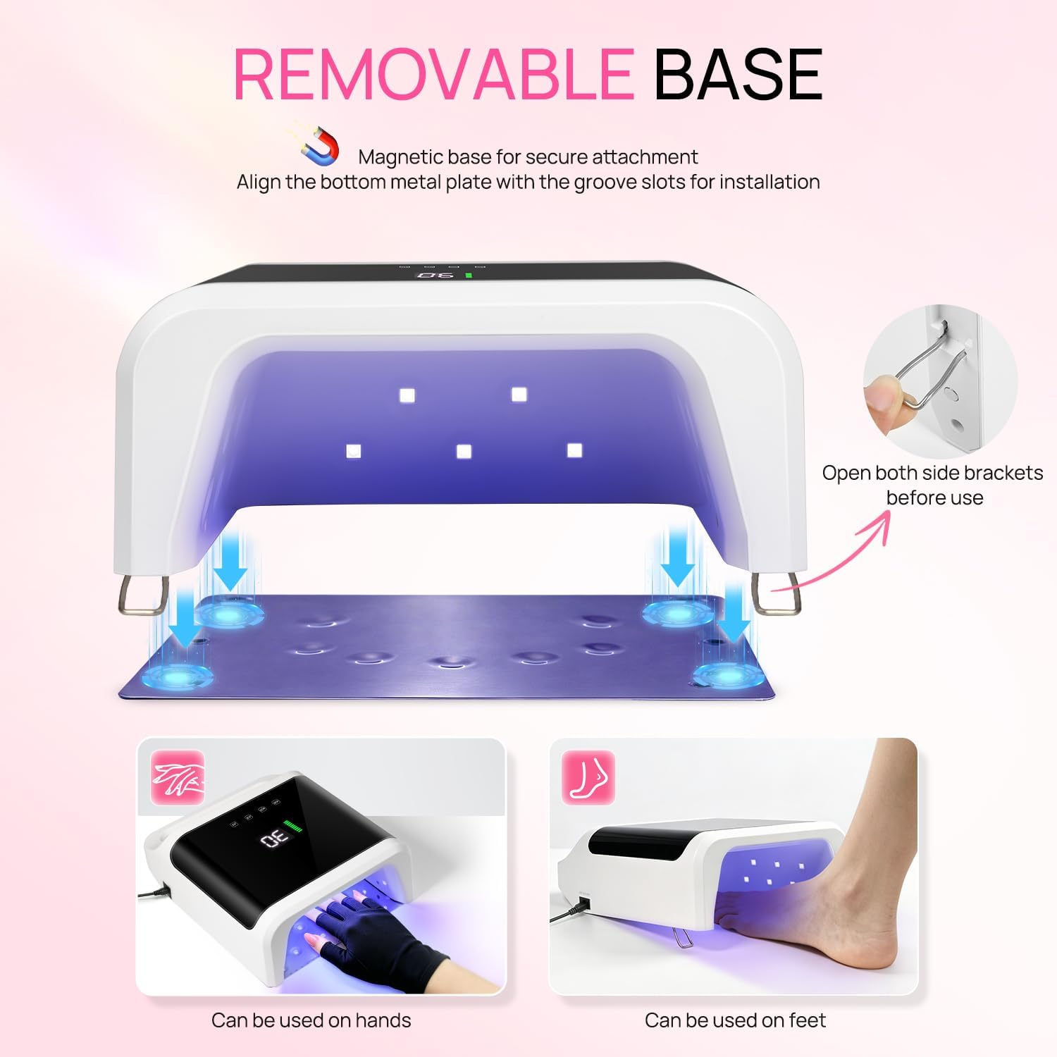Krofaue 72W UV LED Nail Lamp with Gloves,5200mAh Cordless Curing Light