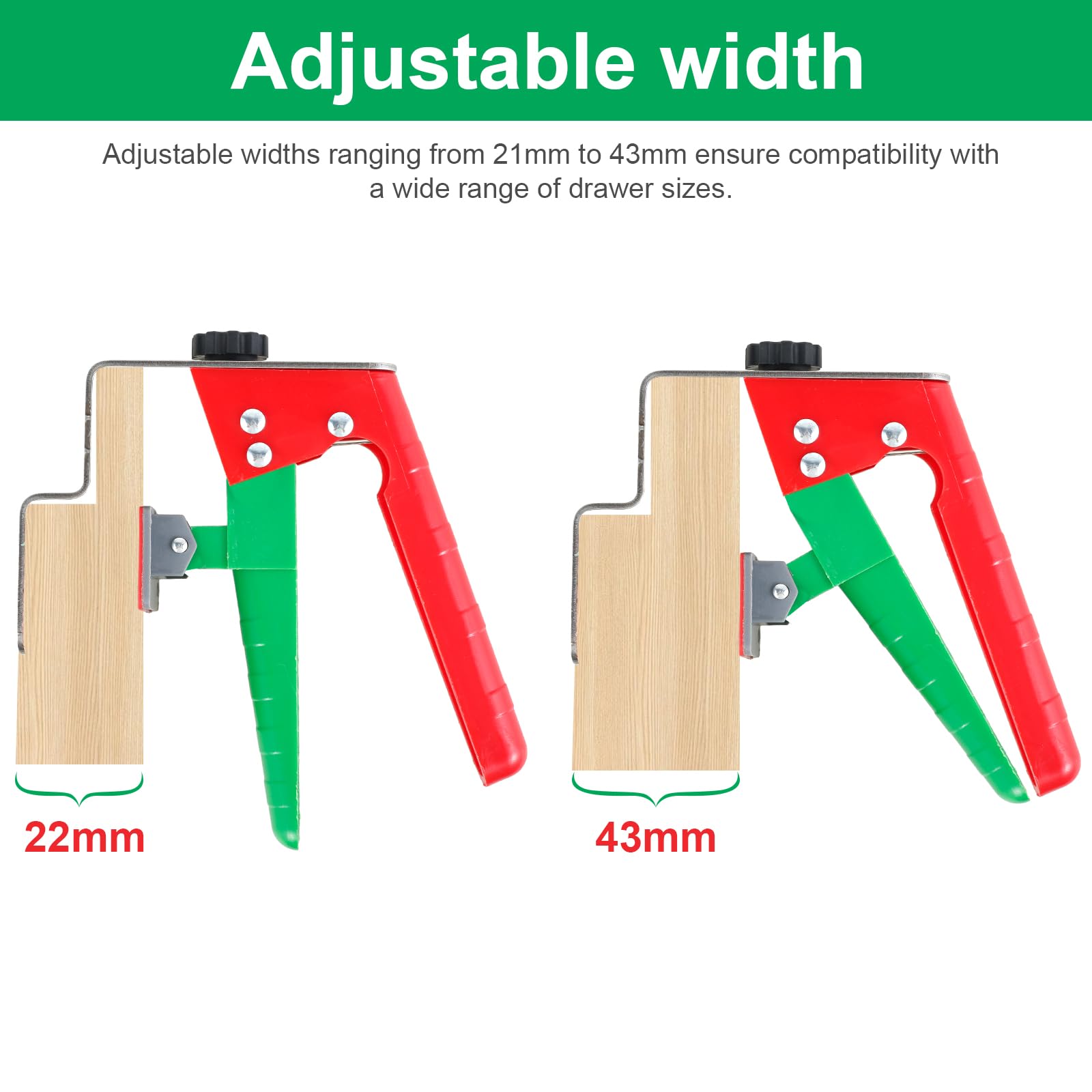 Lot de 2 pinces de fixation réglables pour tiroir - Pinces universelles d'installation d'armoires - Pour une installation facile et rapide du panneau avant de tiroir - Outils multifonctions pour le